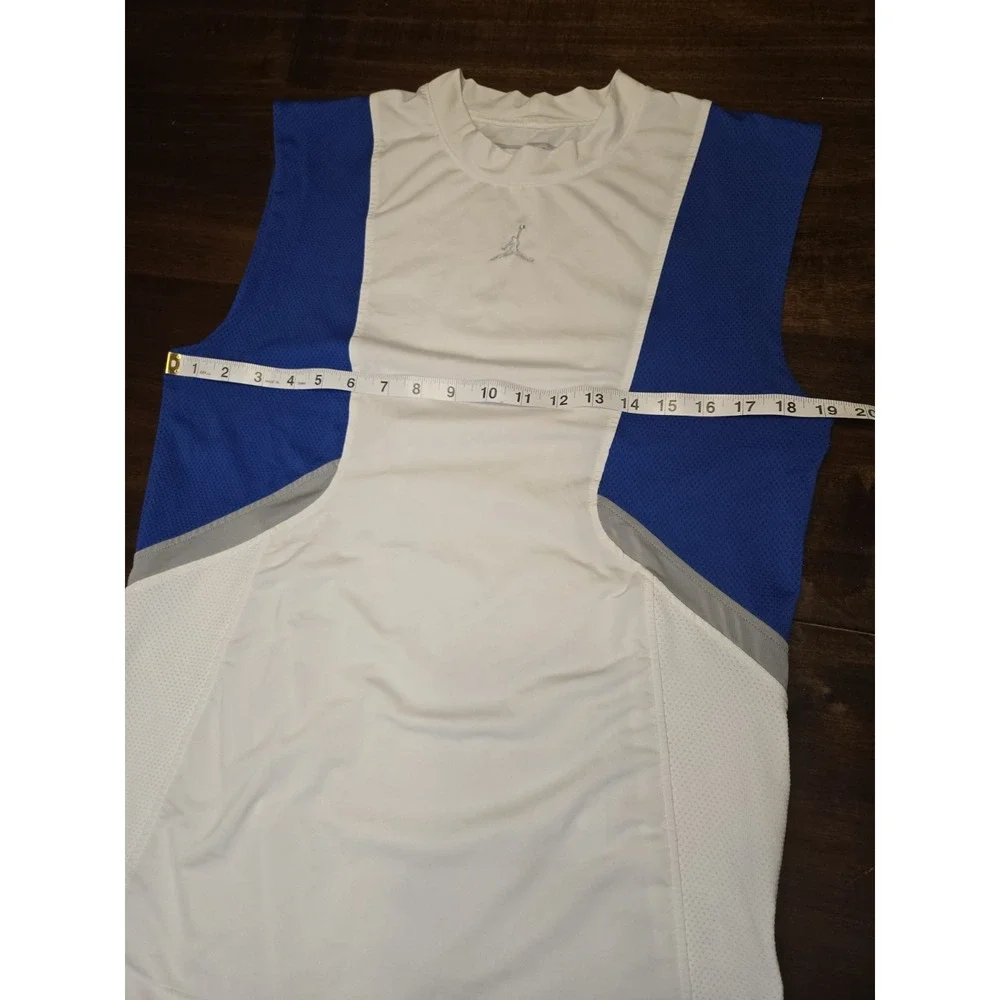 Jordan Training Dri Fit Sleeveless‎ Shirt Mens Small Y2K White/Blue/Gray Air